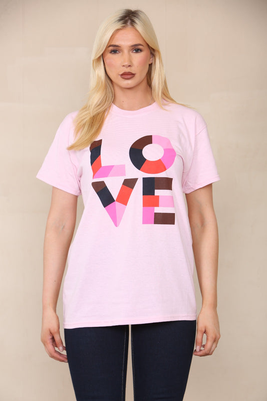 Love Mosaic Graphic Short Sleeve T-Shirt