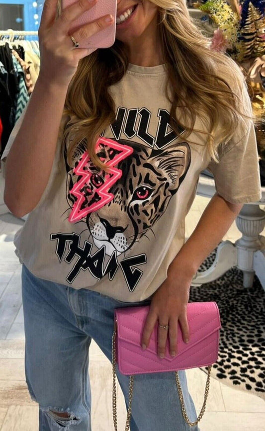 Wild Thang Tiger Graphic Print Short Sleeve T-Shirt